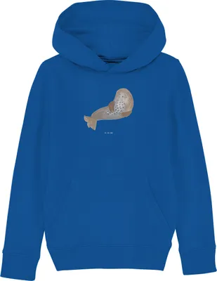 Produktbild von Mr. & Mrs. Panda Kinderpullover Robbe Lachen 7-8 Jahre (122/128) - Royal Blue - Geschenk, Ostsee, Lustige Sprüche, Seehund, Strand, Meerestier, Hoodie, Sweater, Nordsee
