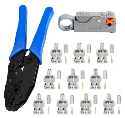 Immagine prodotto di Pinza crimpatrice BNC + spelacavi per cavi coassiali + 10 connettori BNC per cavo RG58
