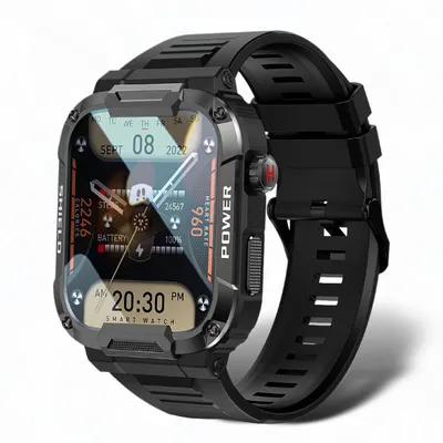 Produktbild von 1.85' Zoll robuste Smartwatch ip68 wasserdicht bluetooth sprechende Smartwatch schwarz