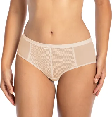 Produktbild von Gaia Dame Slip Unterhose Gestreift Netz Unterhose Schleife Bund 1058P Sonia, Beige, M
