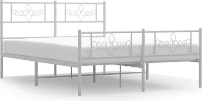 Obrázok produktu pre vidaXL Posteľný rošt s čelom a nohami kovový biely 135x190 cm