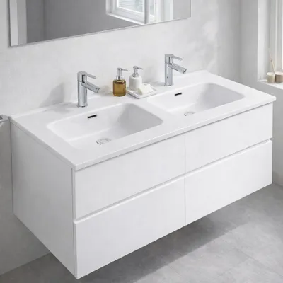 Immagine prodotto di Lavabo 2 vasche da appoggio in Vetroceramica bianco lucido 121– Modello LAV9120DS