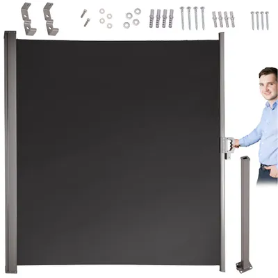 Produktbild von LUARO Terrassen-Seitenmarkise, Rollvorhang 180 x 400 cm, grau