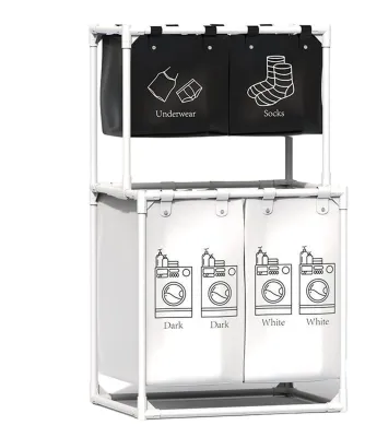 Image de Panier de rangement pour vêtements sales avec compartiments