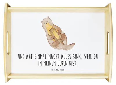 Produktbild von Mr. & Mrs. Panda Sofa Tablett Otter Kind - Weiß - Geschenk, Deko, Mama, Serviertablett, Familie, Frühstückstablett, Servier, Geburt, Mutter, Baby