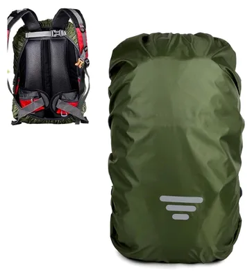 Produktbild von 1pcs Rucksack Regenschutz mit reflektierendem Streifen, wasserdichter Rucksack Regenschutz, Schultasche für Wandern, Camping, Reisen, Radfahren (35L) (Army Green)