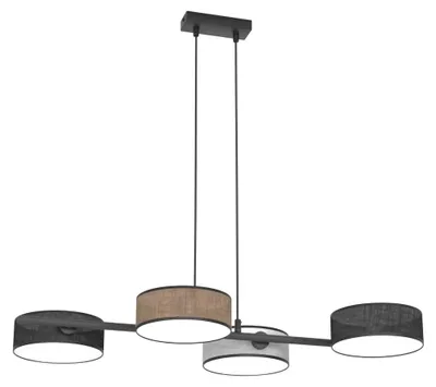 Obrázek produktu pro Závěsné svítidlo DRUMZ, černé, hnědé a šedé, 4xE14x15W, látka, rozměry: 120x80x46 cm, IP20, Emibig