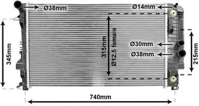 Produktbild von VAN WEZEL 30002460 Kühler Wasserkühler Motorkühler passend für MERCEDES-BENZ VIANO (W639) VITO Bus (W639) VITO / MIXTO Kasten (W639)