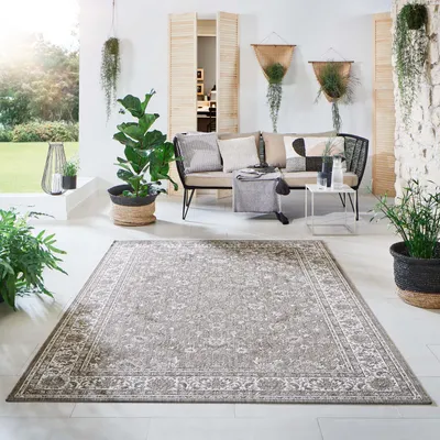 Produktbild von Steffensmeier Indoor Outdoor Teppich Öland Balkon Terrasse Küche Garten wasserfest Kunststoff, strapazierfähig , Oriental Braun Beige, 280x380 cm