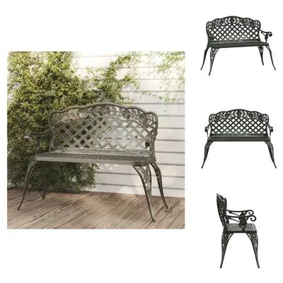 Immagine prodotto di vidaXL Panchina da giardino 108 cm in fusione di alluminio verde - Panchine da giardino