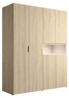Immagine prodotto di Armadio KAORI 5 porte con nicchia LED rovere chiaro e beige 202 cm