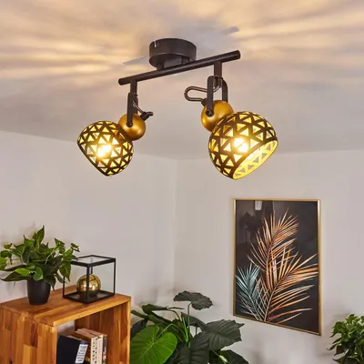 Produktbild von Piedicolle »Piedicolle« 2-flammige Deckenlampe aus Metall in Schwarz/Gold