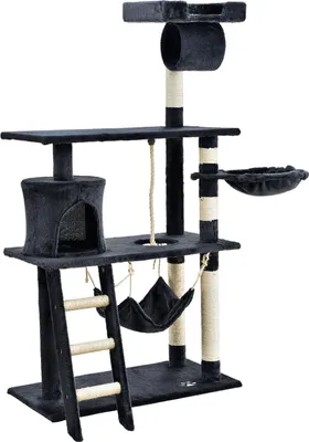 Obrázek produktu pro Juskys Kočičí strom ,,Chiara" tmavě šedý, 141 x 40 x 75 cm