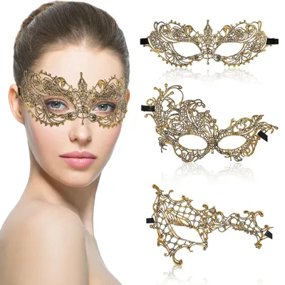 3er-Pack Spitzenmasken für Damen, venezianische Masken, Halloween