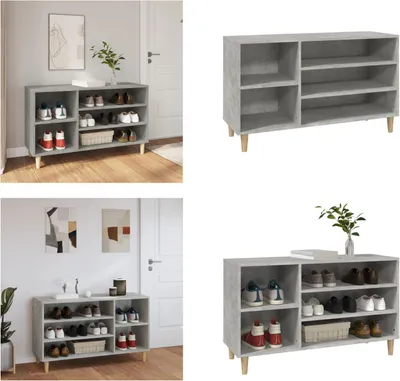 Produktbild von vidaXL Schuhregal Betongrau 102x36x60 cm Holzwerkstoff - Schuhschrank - Schuhschränke - Schuhregal - Schuhaufbewahrung