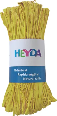 Produktbild von Naturbast 50g hellgelb Packung mit 5 Stück