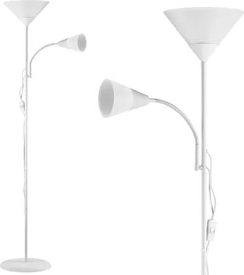 Image de MONZANA® Lampadaire avec liseuse Noir 175 cm Réglable E27 Lampe orientable sur pied Projecteur de plafond Lampe de lecture