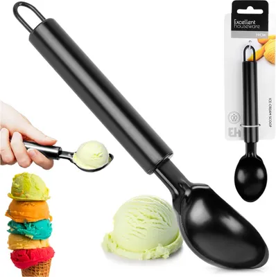 Obrázok produktu pre Lyžička na zmrzlinu Lyžička na zmrzlinu z čiernej nehrdzavejúcej ocele 19 cm