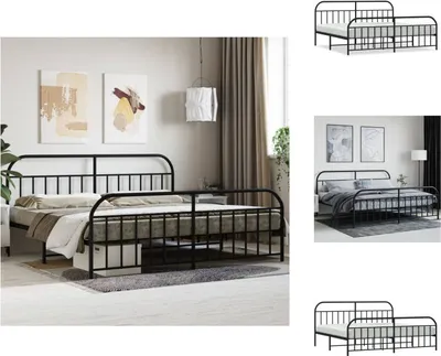 Produktbild von vidaXL Bettgestell mit Kopf- und Fußteil Metall Schwarz 193x203 cm -  Betten & Bettgestelle