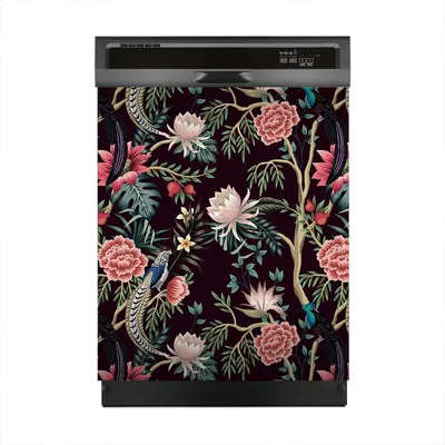 Produktbild von Aufkleber sticker 60x70 cm Dekorative folie Spülmaschine - Gartenbaum Blume Vogel