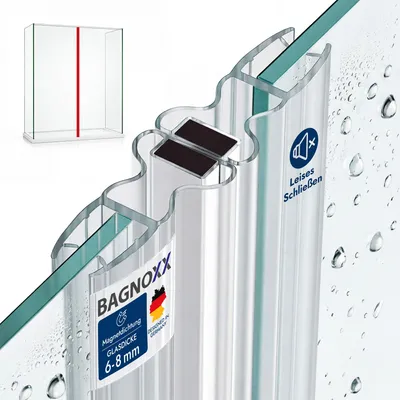 Produktbild von Bagnoxx 2x 2m Duschdichtung, Magnet Dichtung für Duschkabine im Bad, 8mm Glasstärke, 180 Grad, transparent, magnetische Duschtürdichtung für die Glastür der Dusche im Badezimmer