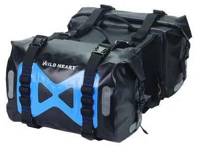Imagen del producto de Mochila impermeable para moto, 50 litros, para colocar en el asiento trasero o en el depósito, bolsa lateral para moto (negra)