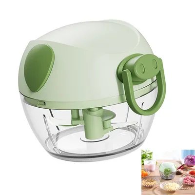 Produktbild von Manueller Zwiebelhacker mit Zugseil, 170ml Gemüseschneider Multizerkleinerer für Fleisch, Obst & Gemüse, kompakter Küchenhelfer