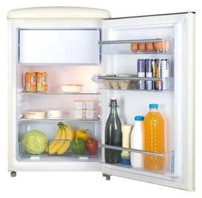 Image de Réfrigérateur de table FRIGELUX R4TT108RCE, capacité totale de 108 l, compartiment congélateur de 13 l, couleur crème,