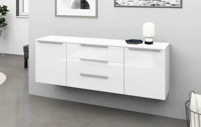 Produktbild von Kommode hängend "Oliva" 166cm weiß-glänzend