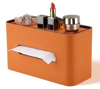Produktbild von Lederne Tissuebox für Zuhause und Büro, Orange