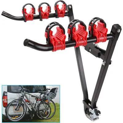 Image de Porte-vélos universel pour attelage, pouvant accueillir 3 vélos jusqu'à 60 kg — support à vélos pliable en métal