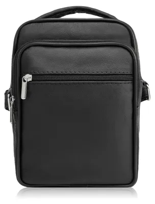 Produktbild von Herren Leder Umhängetasche schwarz geräumig Abruzzo ABR-01