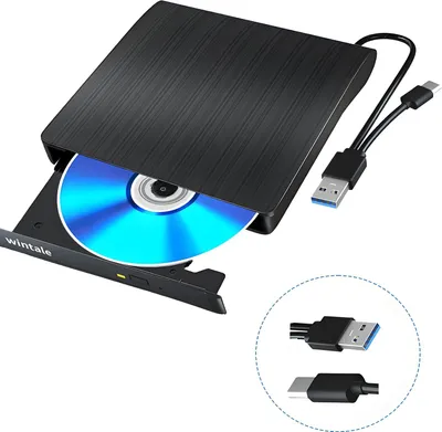 Productafbeelding van Externe Blu-ray Drive - Draagbare DVD Brander - Films Kijken - Dubbele USB C Poort - 358 gram - Zwart