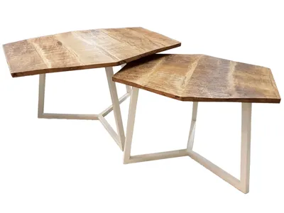 Image de Table basse set de 2 tables d'appoint Table de salon Paris blanc pur