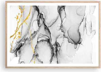 Produktbild von Gerahmtes Poster - Rahmen in heller Eiche - Stein Abstraktion Kontrast - 100x70 cm - Wand Bild - Wanddeko - Wandbilder - Kunstposter - Wandposter - Bilderrahmen - Bilder - P2NAA100x70-4761