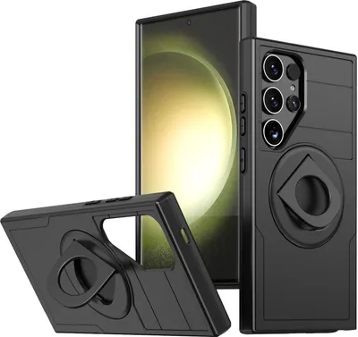 Immagine prodotto di Per Samsung Galaxy S25 Ultra Armor MagSafe Ring Holder Custodia protettiva Cover Nero