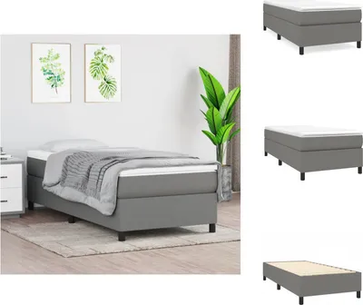 Image de vidaXL Lit Boxspring Gris foncé 80x200 cm Tissu - Lits et Sommiers
