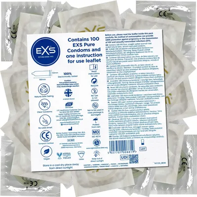 Produktbild von EXS Vorratsbeutel Pure, 100 vegane, extra dünne Kondome
