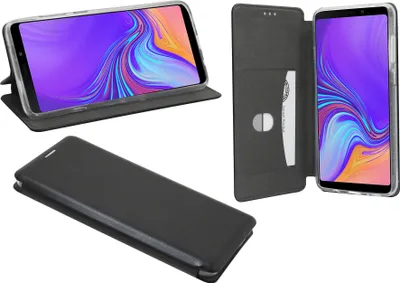 Obrázok produktu pre Puzdro Book "Elegance" kompatibilné s mobilným telefónom Samsung Galaxy A9 2018 (A920F) puzdro peňaženkové puzdro ochranný kryt s funkciou stojana, slot na kartu v čiernej farbe @cofi1453®