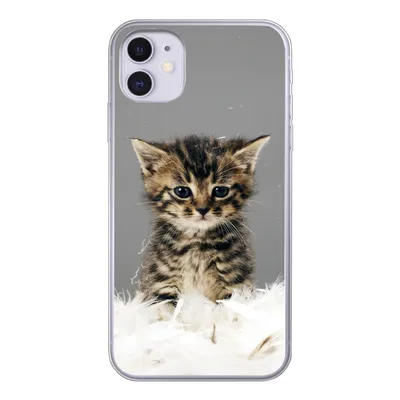 Produktbild von MuchoWow® Handyhülle Schutzhülle Hülle für iPhone 11 Katze - Kätzchen - Federn Silikon Softcase Handy Hülle - Handytasche
