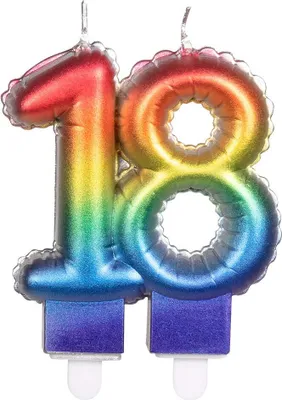 Produktbild von Boland Tortenkerze Zahl 18 Regenbogenfarben 7,5x6,5cm