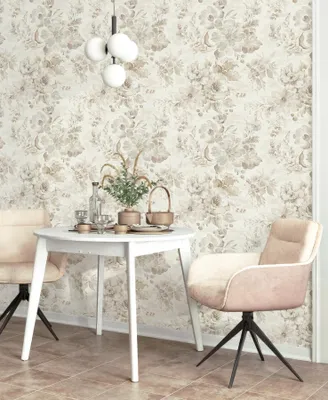 Immagine prodotto di Carta adesiva effetto fiori, color beige, 44 cm x 3 m, per mobili e pareti