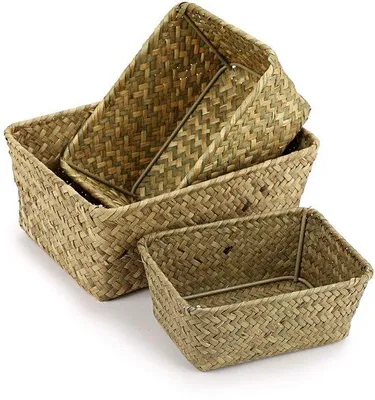 Immagine prodotto di Cesti portaoggetti in seagrass intrecciato - Set di 3 - Materiale naturale
