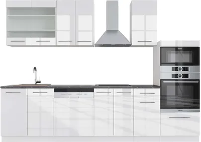 Obrázok produktu pre Kuchynský kút Vicco Fame-Line Biela vysoký lesk/biela 300 cm s vysokou skrinkou, AP antracit, Model 42807