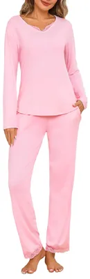 Imagen del producto de Conjunto de pijama de algodón de manga larga para mujer
