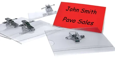 Productafbeelding van Pavo - Naamplaatjes, met combinatieclip, 54 x 90 mm, transparant, 50 stuks