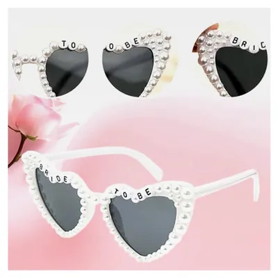 Produktbild von Sonnenbrille in Herzform mit Perlen, Vintage-Stil, für Hochzeit und Junggesellinnenabschied