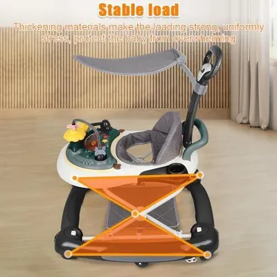 Produktbild von 4-in-1-Lauflernhilfe für Babys mit 5 Höheneinstellungen, Schiebegriff, Musik und Serviertablett in Schwarz
