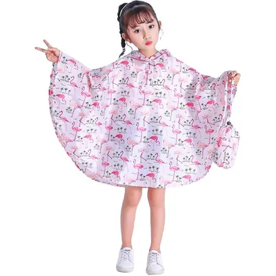Produktbild von Kinder Regenjacke Wasserdicht Poncho für Mädchen Jungs Regenponcho Leicht Faltbar Outdoor Wandern Regenumhang Winddicht Polyester Rosa-L
