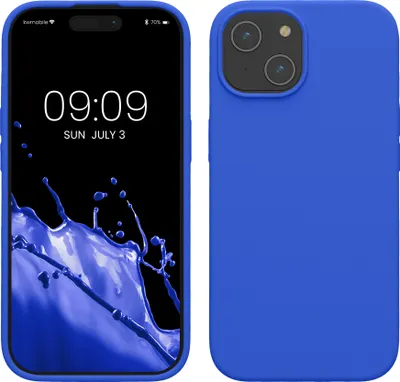 Immagine prodotto di kwmobile Custodia per iPhone 15, per iPhone 15 - Custodia in silicone - Ricarica wireless - Blu Baltico